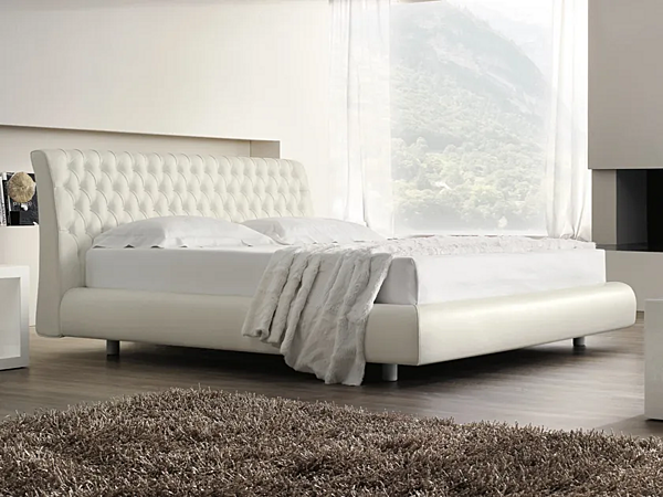 Letto matrimoniale in pelle con schienale imbottito Roma Duomo Design fabbrica Duomo Design dall'Italia. Foto №1