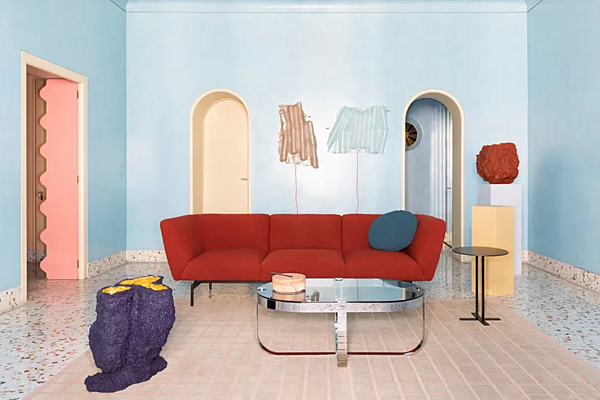 Divano angolare in tessuto con schienale imbottito Saba Rendez Vous fabbrica SABA dall'Italia. Foto №14