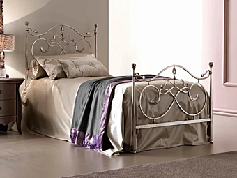 Letto singolo in foglia d'argento con pannello imbottito CORTEZARI ARTU