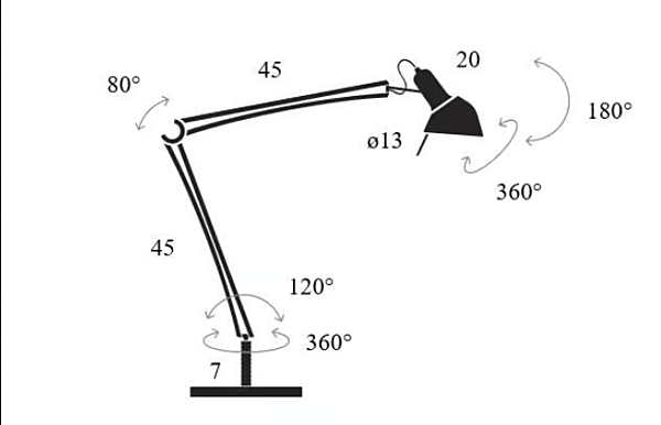 Lampada da tavolo in alluminio regolabile con braccio oscillante Lumina Naomi 300 fabbrica Lumina dall'Italia. Foto №8