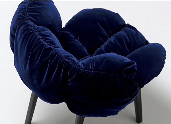 Poltrona in velluto blu con schienale imbottito Edra BLV010 fabbrica EDRA dall'Italia. Foto №4
