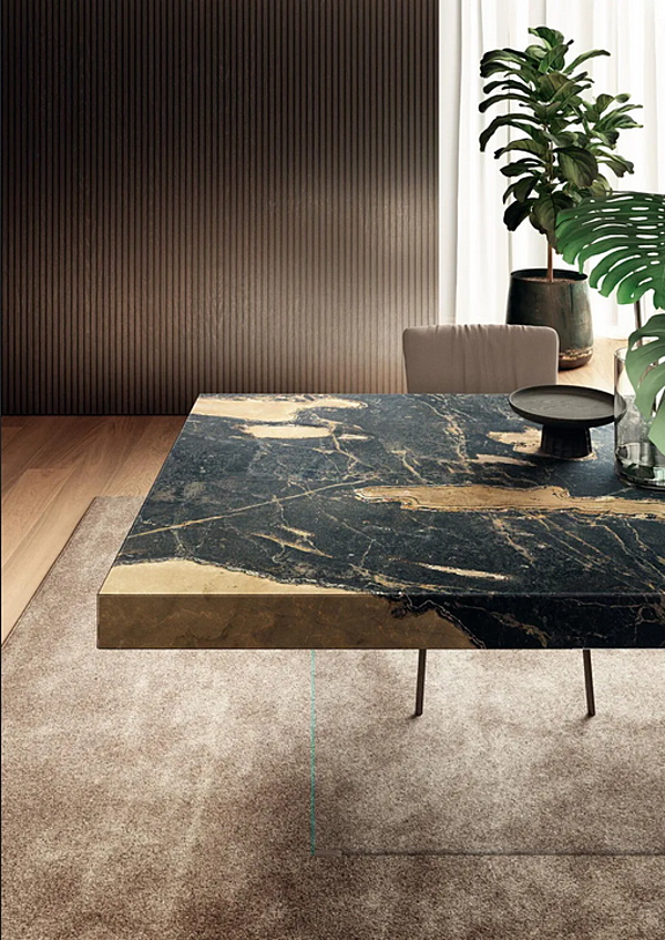 Tavolo rettangolare con base in vetro e piano in XGlass effetto marmo LAGO AIR 2170x fabbrica LAGO dall'Italia. Foto №3