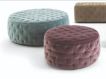 Pouf rotondo in tessuto trapuntato Frigerio Miller