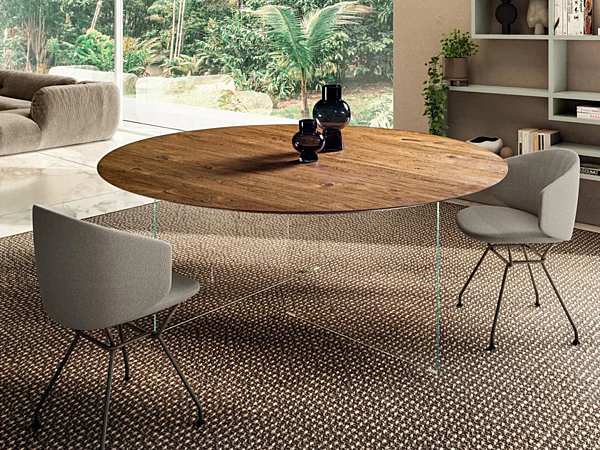 Tavolo rotondo in legno e vetro Air Slim 2260W LAGO 2260W fabbrica LAGO dall'Italia. Foto №1