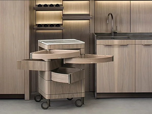 Carrello da cucina in noce con cassetti GIORGETTI ALFRED 80800 fabbrica GIORGETTI dall'Italia. Foto №6