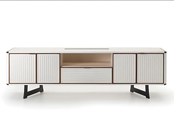 Credenza in legno rivestita in pelle con ante Moore i 4 Mariani