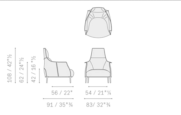 Poltrona in tessuto con poggiatesta Archibald Poltrona Frau fabbrica POLTRONA FRAU dall'Italia. Foto №3