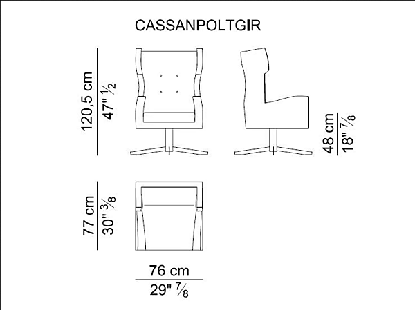 Poltrona girevole in pelle con braccioli e base a 4 razze Cassandra I 4 Mariani fabbrica i 4 Mariani dall'Italia. Foto №4