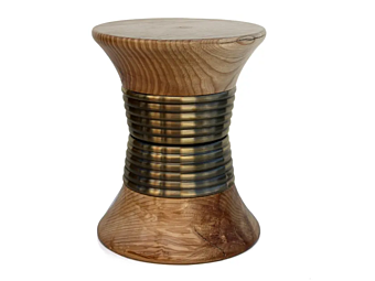 Pouf in legno a bassa cenere Padaung BRABBU