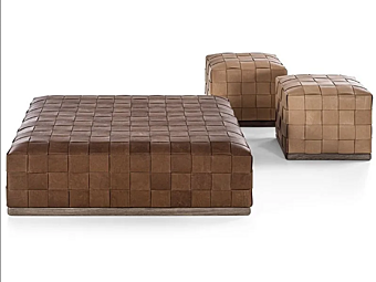 Pouf quadrato in pelle imbottito Jonas Frigerio