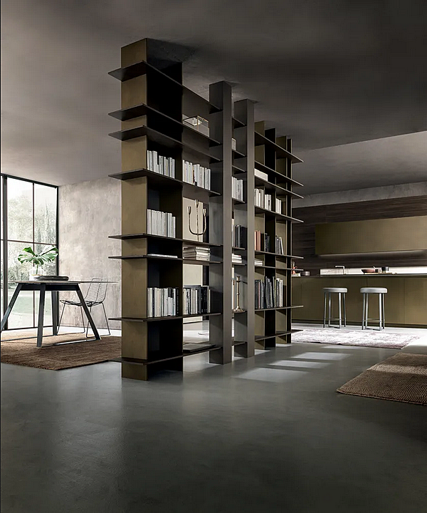 Libreria bifacciale da terra a soffitto in eucalipto MODULNOVA Blade fabbrica Modulnova dall'Italia. Foto №4