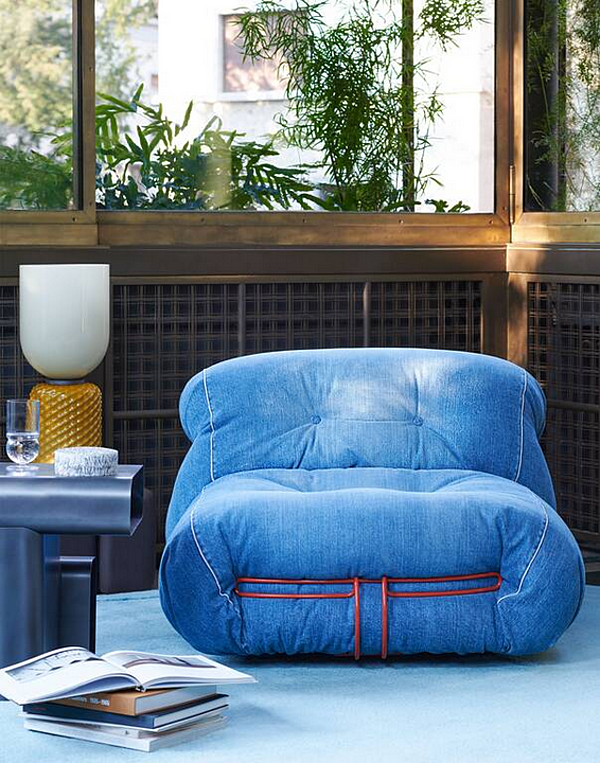 Poltrona in tessuto denim Soriana CASSINA fabbrica CASSINA dall'Italia. Foto №11