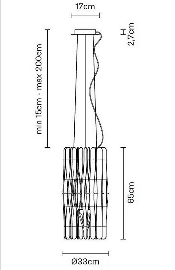 Lampada a sospensione in legno Stick Fabbian F23 A01 69 fabbrica Fabbian dall'Italia. Foto №3