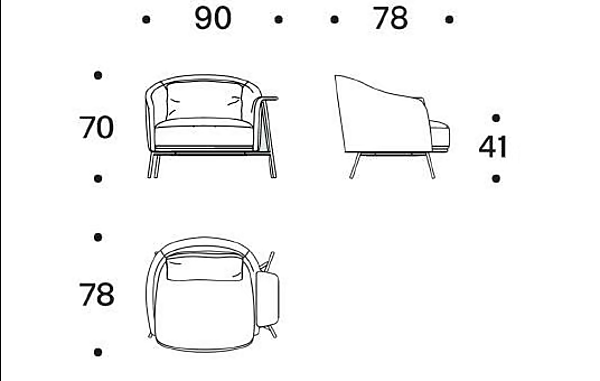Poltrona con braccioli in tessuto Saba Kepi fabbrica SABA dall'Italia. Foto №9