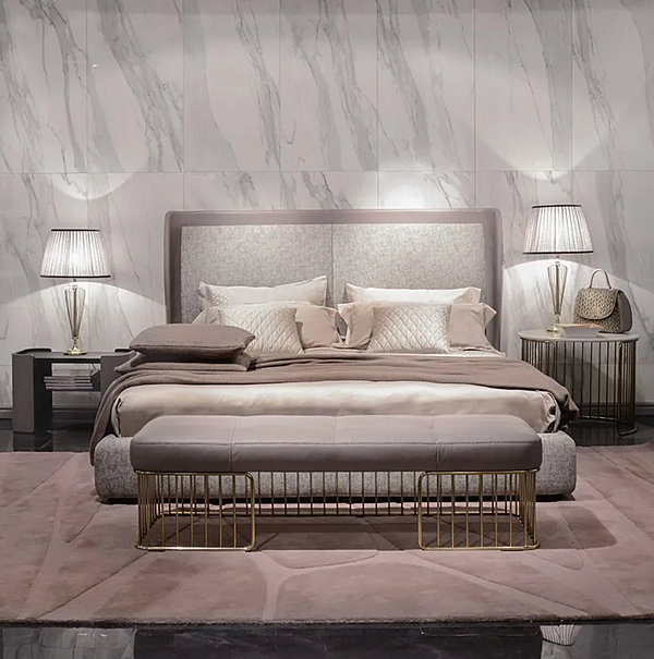 Letto matrimoniale con spalliera imbottita in tessuto Louisiana FORMITALIA fabbrica FORMITALIA dall'Italia. Foto №4