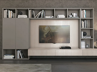 Parete attrezzata modulare in legno LUBE CUCINE collezione Clover Bridge Living