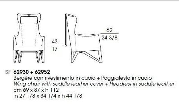 Poltrona in pelle con braccioli GIORGETTI WING MOBIUS fabbrica GIORGETTI dall'Italia. Foto №7