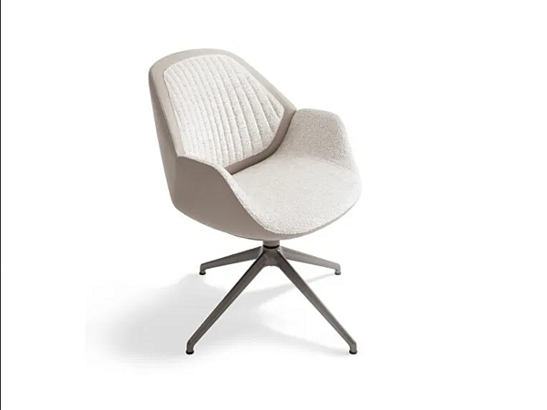 Poltrona in pelle e tessuto con base a trestle GIORGETTI Calathea fabbrica GIORGETTI dall'Italia. Foto №4