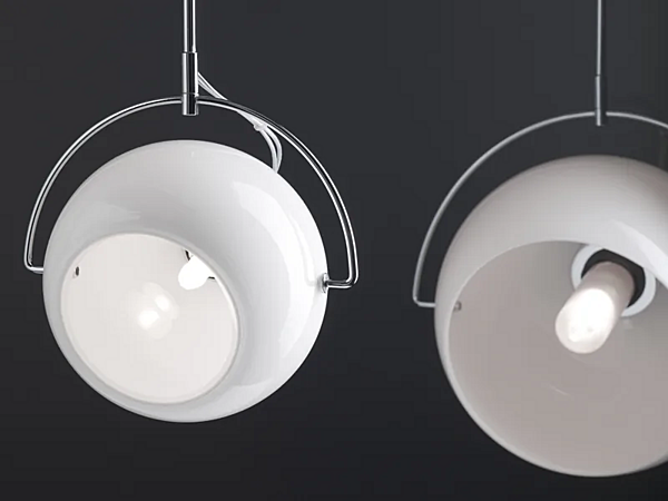 Lampada a sospensione in metallo cromato bianco Fabbian Beluga fabbrica Fabbian dall'Italia. Foto №6