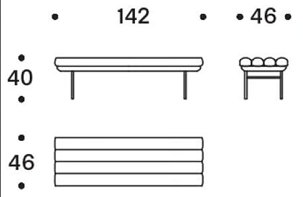 Panca in tessuto con schienale imbottito Pan Flute Saba fabbrica SABA dall'Italia. Foto №7