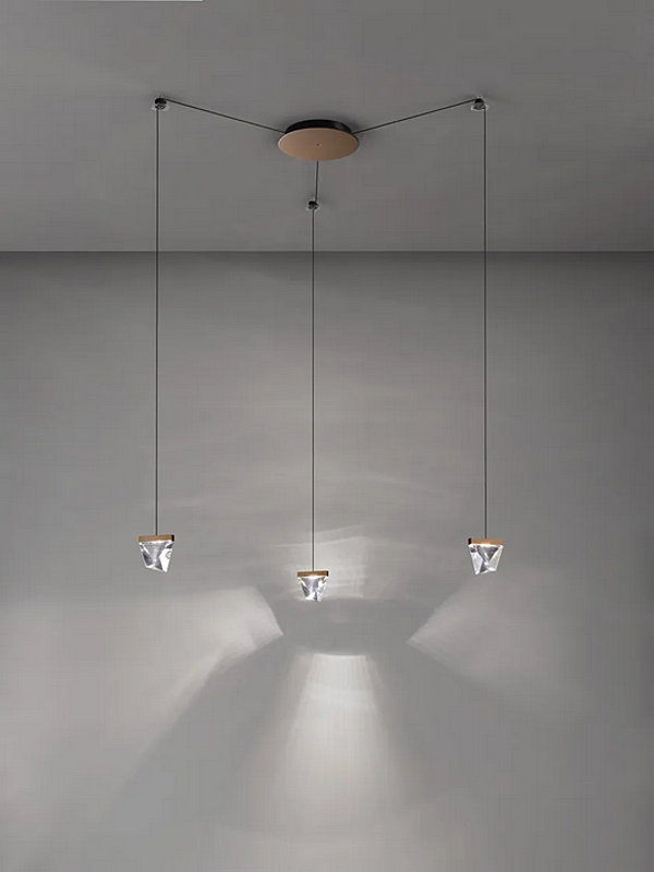 Lampada a sospensione LED in cristallo Tripla 3 punti Fabbian fabbrica Fabbian dall'Italia. Foto №3