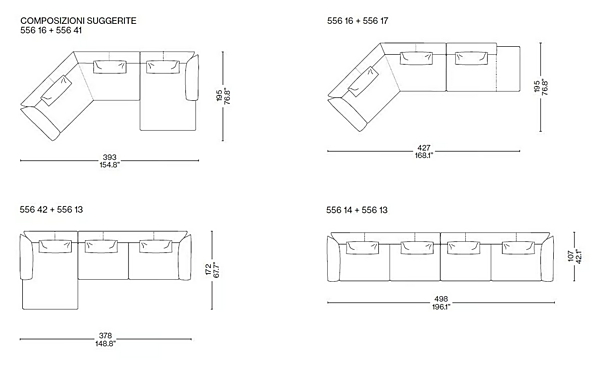 Divano modulare con rivestimento sfoderabile Sengu CASSINA 556 fabbrica CASSINA dall'Italia. Foto №30