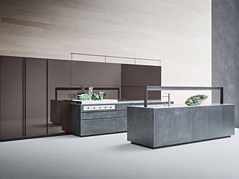 Cucina con isola in acciaio laccato strutturato VALCUCINE Artematica