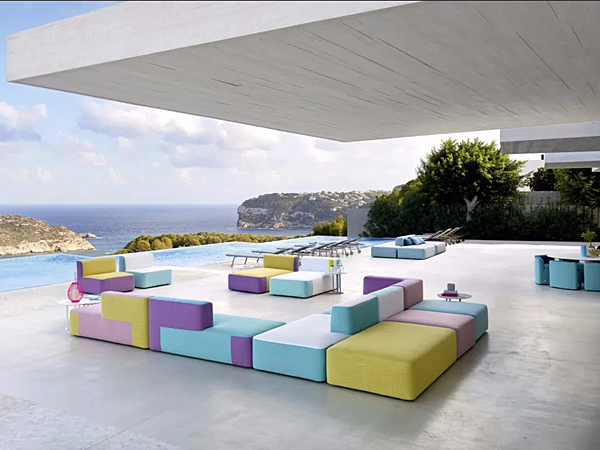 Divano modulare in tessuto da giardino Belt VARASCHIN fabbrica VARASCHIN dall'Italia. Foto №1