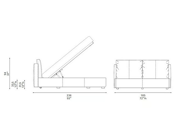 Letto matrimoniale con testiera imbottita in tessuto Massimosistema POLTRONA FRAU fabbrica POLTRONA FRAU dall'Italia. Foto №6