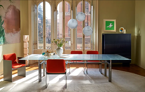 Tavolo rettangolare in vetro e acciaio CASSINA Doge Laguna fabbrica CASSINA dall'Italia. Foto №3
