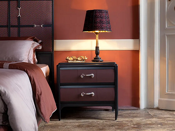 Tavolino da notte rettangolare in legno e pelle Savio Firmino 3699 3699COM fabbrica SAVIO FIRMINO dall'Italia. Foto №2