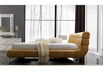 Letto matrimoniale in pelle con testata imbottita CORTEZARI KURTIS 942