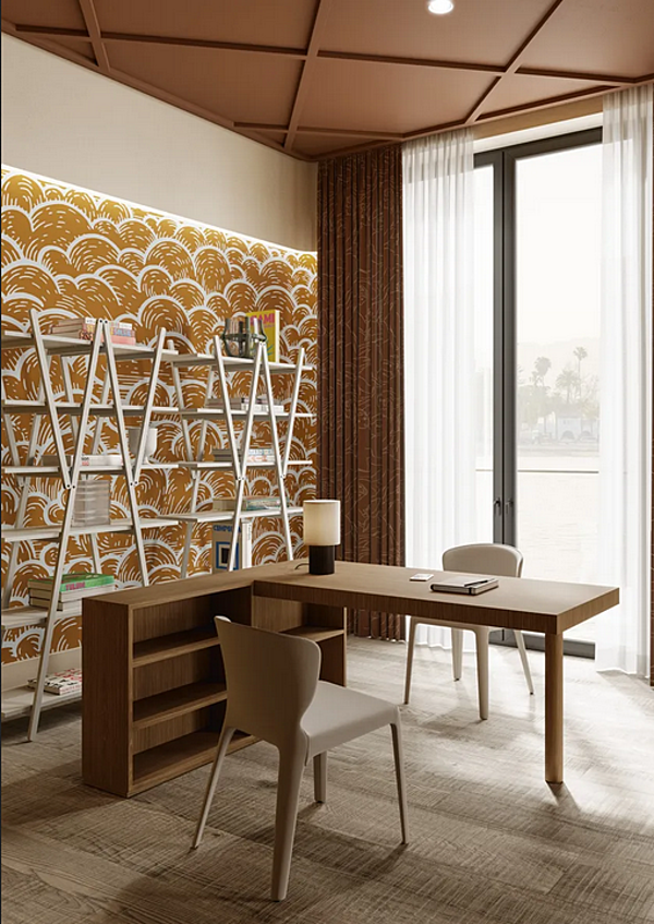 Scrivania rettangolare con libreria in legno CASSINA LC16 016 fabbrica CASSINA dall'Italia. Foto №4