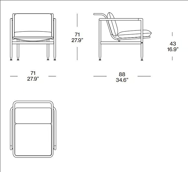 Poltrona da giardino con braccioli in tessuto sfoderabile Esosoft outdoor CASSINA fabbrica CASSINA dall'Italia. Foto №3