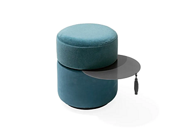 Pouf rotondo in tessuto e acciaio inox GIORGETTI OTTO 54080