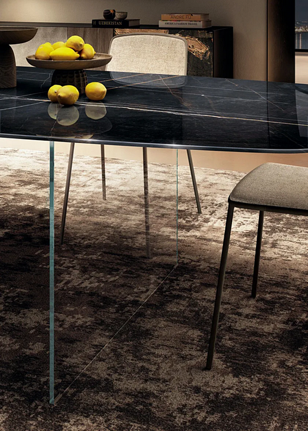 Tavolo a forma di barile con base in vetro e piano in Xglass effetto marmo LAGO AIR SLIM 2195X 2195X fabbrica LAGO dall'Italia. Foto №3