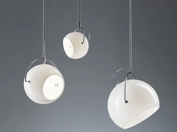 Lampada a sospensione in metallo cromato bianco Fabbian Beluga fabbrica Fabbian dall'Italia. Foto №8