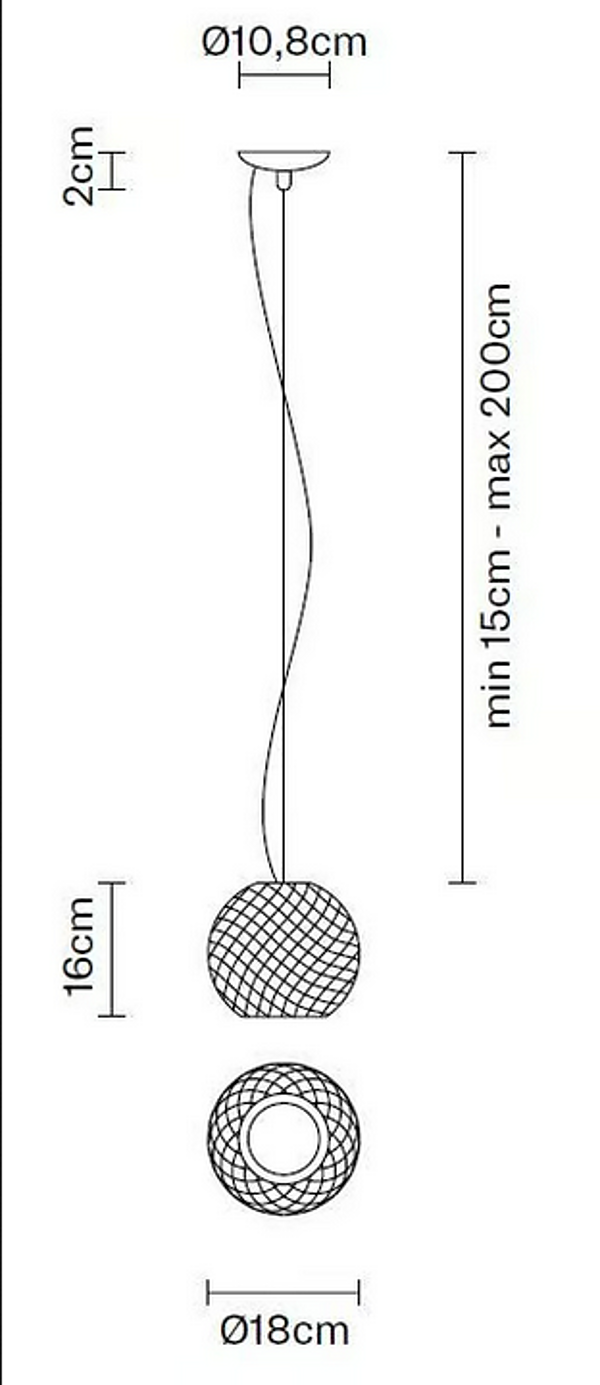Lampada a sospensione in cristallo Fabbian Diamond Swirl fabbrica Fabbian dall'Italia. Foto №4