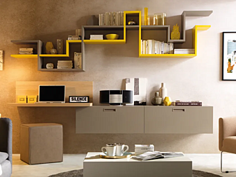 Parete di stoccaggio in legno di olmo montata a muro MORETTI COMPACT LV113 fabbrica MORETTI  COMPACT dall'Italia