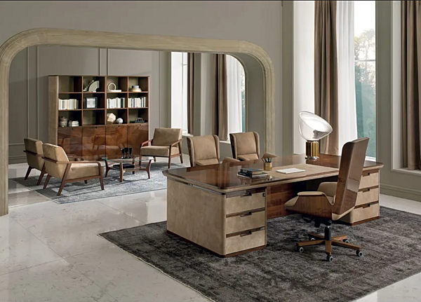 Poltrona girevole in pelle e legno con braccioli Garbo i 4 Mariani fabbrica i 4 Mariani dall'Italia. Foto №4
