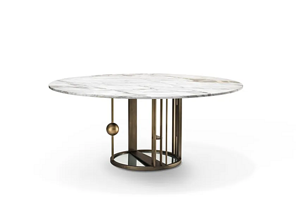 Tavolo rotondo in marmo con struttura in ottone GHIDINI1961 Merlino fabbrica GHIDINI1961 dall'Italia. Foto №7