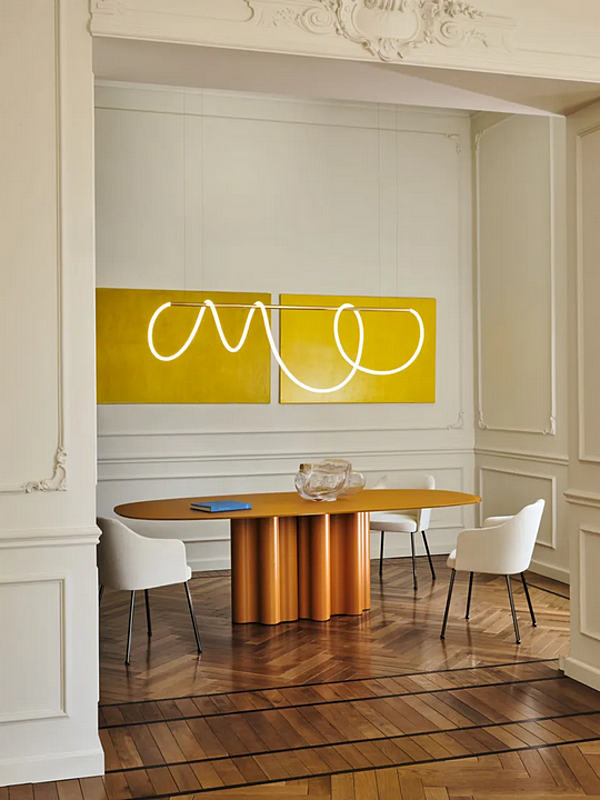 Tavolo ovale con base in poliuretano e piano in vetro laccato Teatro Magico Saba fabbrica SABA dall'Italia. Foto №5