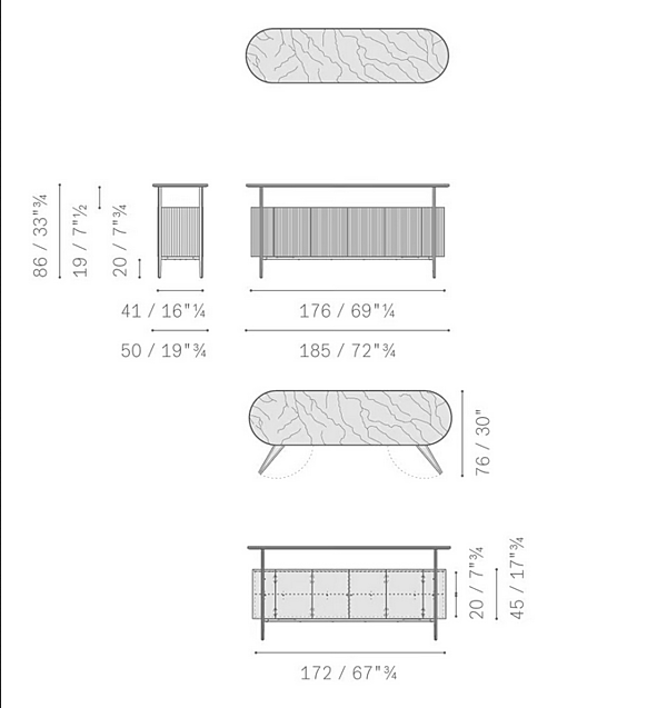 Sideboard in pelle con piano in marmo MI POLTRONA FRAU fabbrica POLTRONA FRAU dall'Italia. Foto №11
