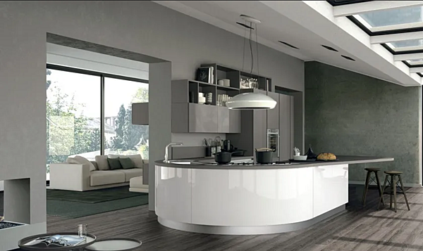Cucina su misura con penisola Clover 01 LUBE CUCINE fabbrica LUBE CUCINE dall'Italia. Foto №4