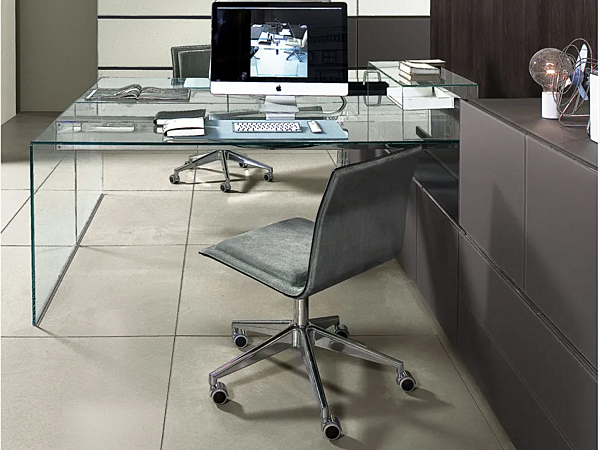 Scrivania da ufficio in vetro e acciaio inox Gallotti&Radice Multiple Air Desk 1 Up fabbrica Gallotti & Radice dall'Italia. Foto №1