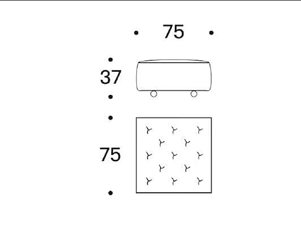 Pouf quadrato in tessuto con rivestimento removibile e ruote Cookie Saba fabbrica SABA dall'Italia. Foto №4