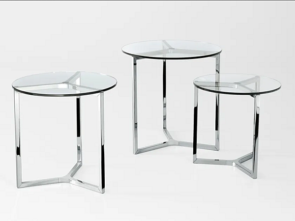 Tavolino da caffè rotondo basso in vetro e acciaio inox Gallotti&Radice collezione Raj 2 fabbrica Gallotti & Radice dall'Italia. Foto №1