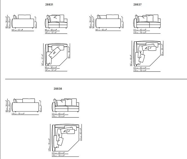 Divano angolare in tessuto con chaise longue Harper FLEXFORM fabbrica FLEXFORM dall'Italia. Foto №9