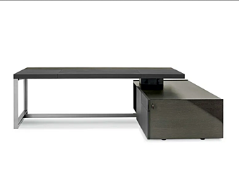 Scrivania direzionale con mensole in legno POLTRONA FRAU JOBS 5580698, 5580706, 5580716