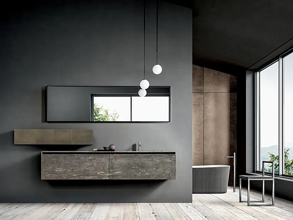 Mobile lavabo in granito con specchio Blade LAB MODULNOVA fabbrica Modulnova dall'Italia. Foto №1